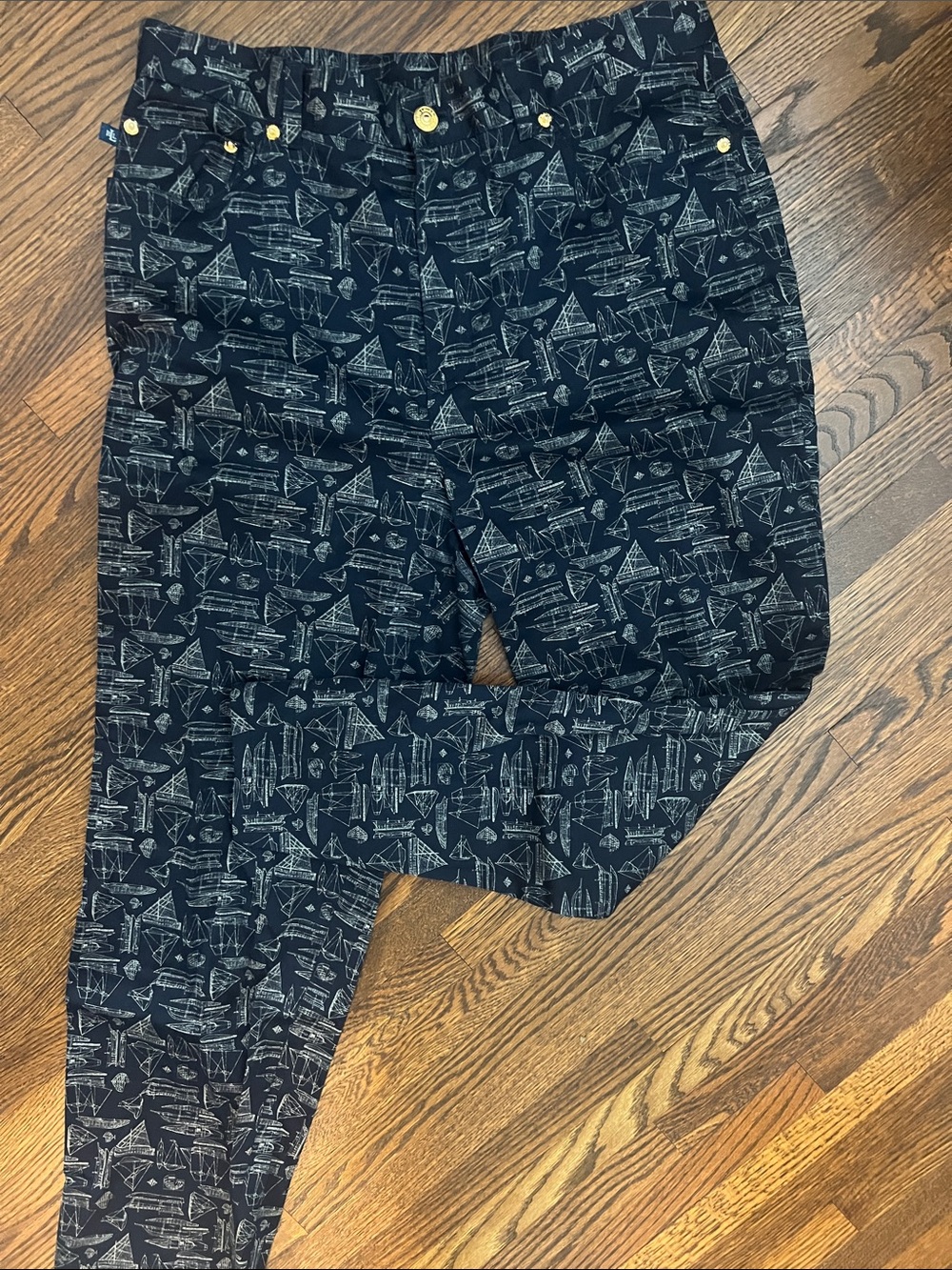 Vintage RL Navy Sailboat Print Pants